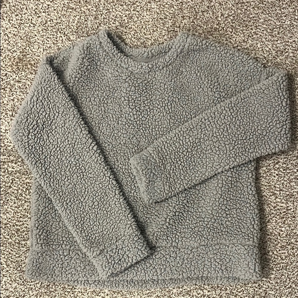 Cozy Gray Sherpa Pullover
